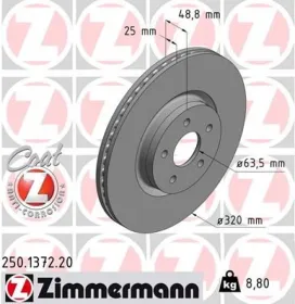 TARCZA HAMULC. FORD KUGA  13- PRZУD-ZIMMERMANN-250137220-2