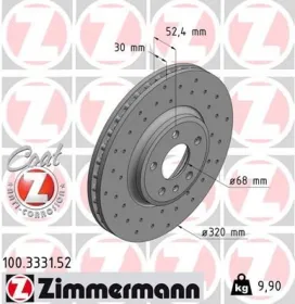 Тормозной диск ZIMMERMANN 100.3331.52-ZIMMERMANN-100333152-8