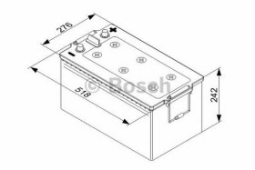 Батарея аккумуляторная Bosch T4 080 12В 215Ач 1150A(EN) L+-BOSCH-0092T40800-1