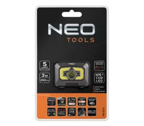 Налобний ліхтар з акумулятором USB 250 lm COB LED + датчик руху-NEO TOOLS-99073