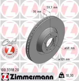 Тормозной диск ZIMMERMANN 100.3318.20-ZIMMERMANN-100331820-3