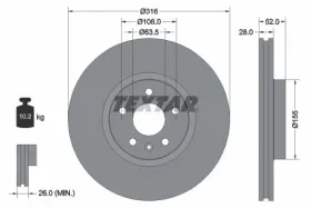 Тормозной диск-TEXTAR-92162305-3