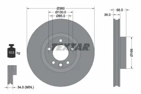 Тормозной диск-TEXTAR-92219605-3