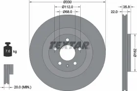 Тормозной диск задний-TEXTAR-92238305-6