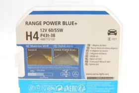 ЛАМПА 12V H4 6055W P43T RANGE POWER BLUE В ЕВРОБОКЕ (УП. 2 ШТ.)-NARVA-486772100