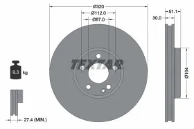 Тормозной диск передний-TEXTAR-92258003-6