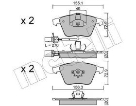 Комплект тормозных колодок, дисковый тормоз-METELLI-2205491-10