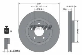 TARCZA HAMULCOWA PRO+ 294X26.1 V 5-OTW CHRYSLER SEBRING/DODGE AVENGER/CALIBER/JEEP COMPASS/PATRIOT SZT TEXTAR-TEXTAR-92184405-11