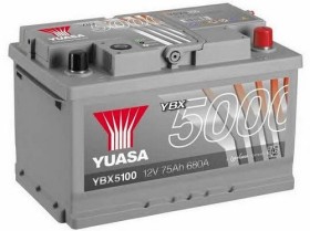 Батарея аккумуляторная Yuasa YBX5000 Silver High Performance SMF 12В 75Ач 680A(EN) R+-YUASA-YBX5100-1