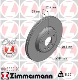 Тормозной диск ZIMMERMANN 100.3330.20-ZIMMERMANN-100333020-3