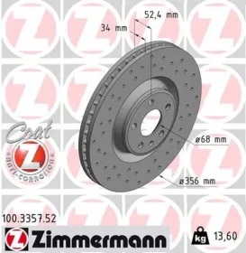 TARCZA HAMULC. AUDI A6  11- PRZD-ZIMMERMANN-100335752-6