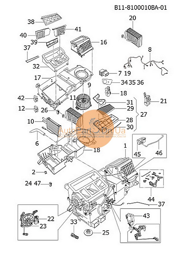 Вентилятор обігрівача салону (пічки) Chery В11-8107110-CHERY-B118107110