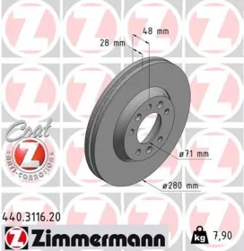 TARCZA HAMULC. FIAT SCUDO  07- PRZУD-ZIMMERMANN-440311620-2