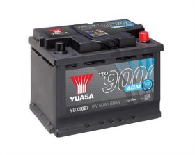 Батарея аккумуляторная Yuasa YBX9000 AGM Start-Stop Plus 12В 60Ач 680A(EN) R+-YUASA-YBX9027