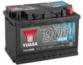 Батарея аккумуляторная Yuasa YBX9000 AGM Start-Stop Plus 12В 70Ач 760A(EN) R+-YUASA-YBX9096