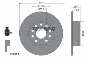 TARCZA HAMULCOWA 272X58 P VW T-ROC/AUDI Q2/SKODA KAROQ 16> TYL SZT TEXTAR-TEXTAR-92300003-6