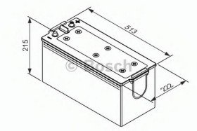 Батарея аккумуляторная Bosch T3 055 12В 180Ач 1400A(EN) L+-BOSCH-0092T30550-1