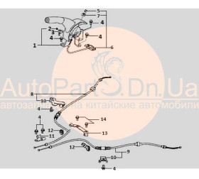 Трос стояночного тормоза левый Hafei Saibao AD35080003-HAFEI-AD35080003-1