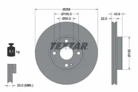 TARCZA HAMULCOWA 258X22 V 4-OTW MAZDA 2/MX-5 14> PRZOD PRO SZT TEXTAR-TEXTAR-92300903-5