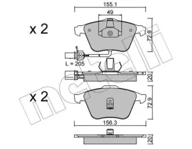 Комплект тормозных колодок, дисковый тормоз-METELLI-2205490-7