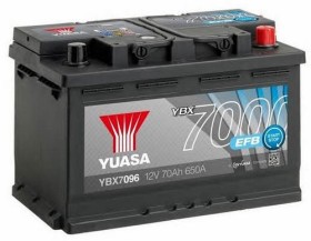 Батарея аккумуляторная Yuasa YBX7000 EFB Start-Stop Plus 12В 70Ач 650A(EN) R+-YUASA-YBX7096