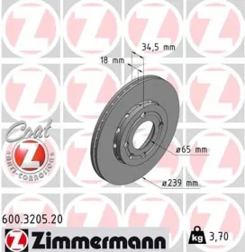 Тормозной диск-ZIMMERMANN-600320520-6