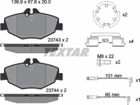 Комплект тормозных колодок, дисковый тормоз TEXTAR 2374303-TEXTAR-2374303-5