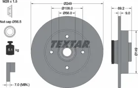 Тормозной диск-TEXTAR-92202103-2