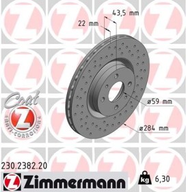 TARCZA HAMULC. FIAT 500 1,4 ABARTH  08- PRZУD-ZIMMERMANN-230238220-1