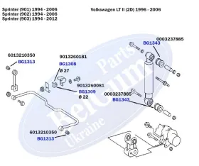 Втулка заднього стабілізатора MB Sprinter 208-306 96--BELGUM PARTS-BG1309-2