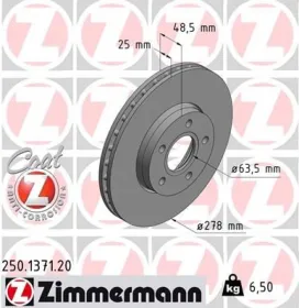 TARCZA HAMULC. FORD FOCUS III  11- PRZУD-ZIMMERMANN-250137120-6