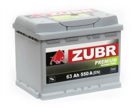 Батарея аккумуляторная Zubr Premium 12В 63Ач 550A(EN) R+-ZUBR-4810728001878