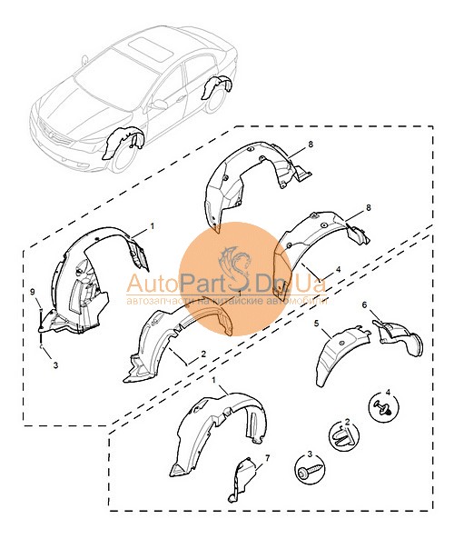 Щиток арки переднього правого колеса MG 350 10157636-MG-10157636