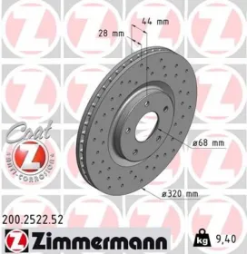 TARCZA HAMULC. RENAULT KOLEOS  08- PRZУD-ZIMMERMANN-200252252-4