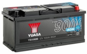 Батарея аккумуляторная Yuasa YBX9000 AGM Start-Stop Plus 12В 105Ач 950A(EN) R+-YUASA-YBX9020-1