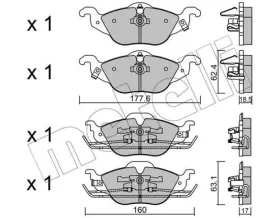 Комплект тормозных колодок, дисковый тормоз-METELLI-2202570-5