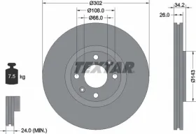 Тормозной диск-TEXTAR-92168503-1