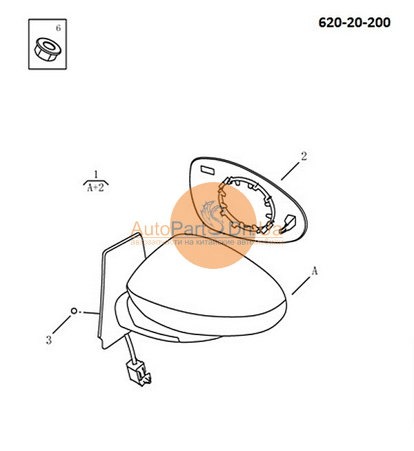 1018028585 GEELY Дзеркало заднього виду ліве Geely 1018028585