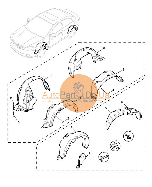 10157635 MG Щиток арки переднього лівого колеса MG 350 10157635