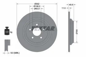 TARCZA HAMULCOWA 302X40,6 P FORD FOCUS 10> TYL SZT TEXTAR-TEXTAR-92292403-3