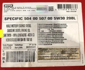 MOTUL  SPECIFIC 5W-30 208 л. 838778-MOTUL-838778