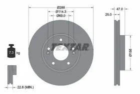 TARCZA HAMULCOWA 288X25 V 5-OTW HYUNDAI I30 16- PRZOD PRO SZT TEXTAR-TEXTAR-92290503-1