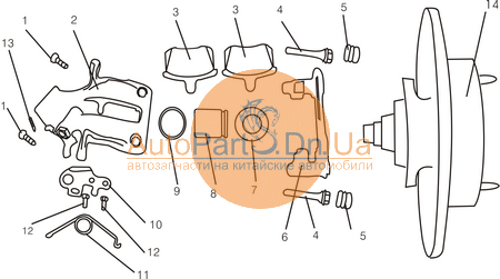 Ремкомплект заднього супорта Brilliance M1, M2 3018612-APDU-3018612-1