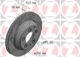 задний вентил. Левый VW Touareg, Porsche Cayenne, Audi Q7 (330x28) BLACK Z прорези-ZIMMERMANN-600322954-5