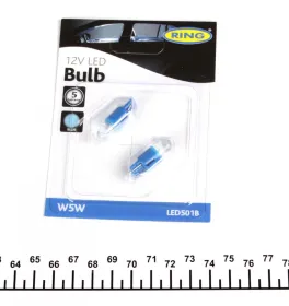 Автолампа W5W 12V 2W W2.1x9.5d LED Blue (2 шт.) (більше не постачається)-RING-LED501B