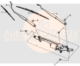 Мотор стеклоочистителя передний в сборе с трапецией MG3 CROSS 30016823-MG-30016823-2